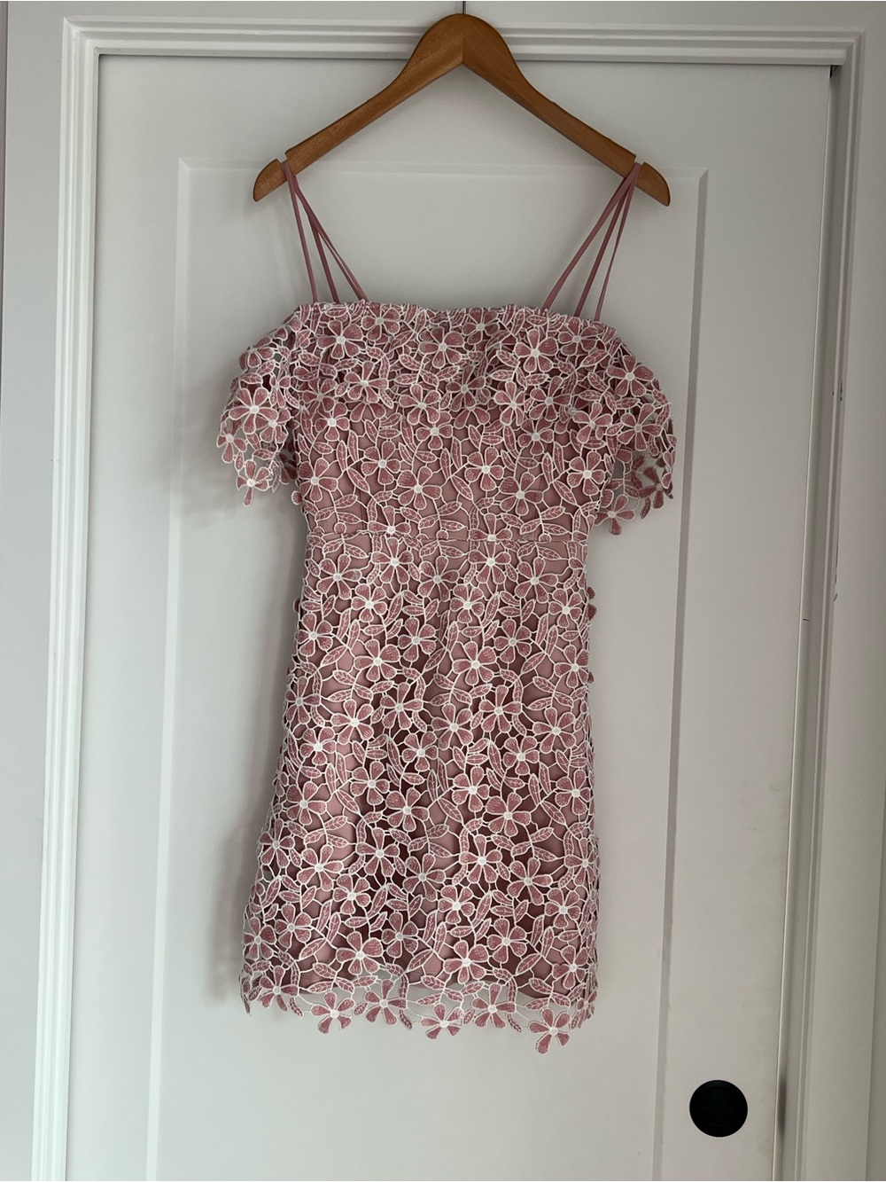 French Connection Blush Pink Floral Lace Mini Dress